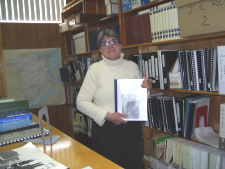 Florence holding one of her 5 volumes called Milestones of Gloucester County. Picture taken March 1, 2008.